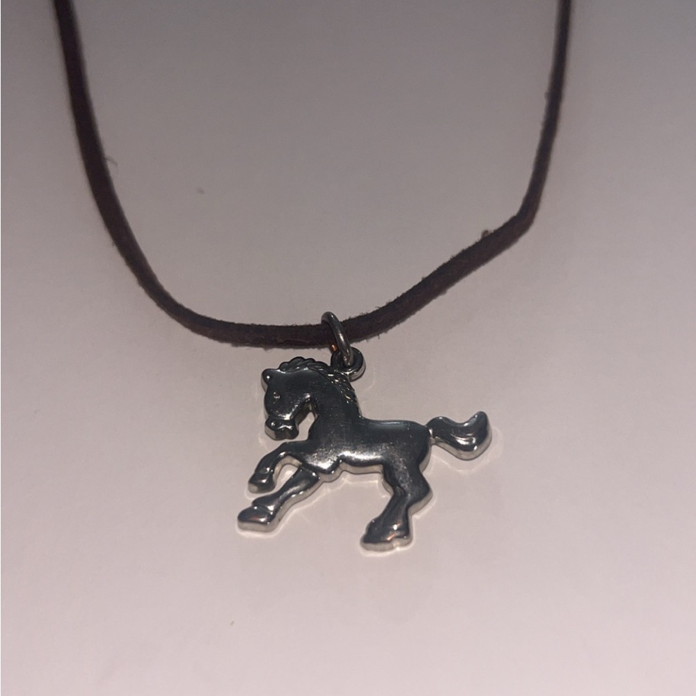 Silver Horse Pendant Necklace for Kids
